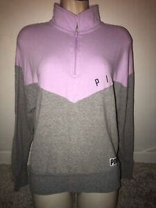 purple/gray colorblock oversize 1/4 zip sweatshirt victorias secret PINK size XS