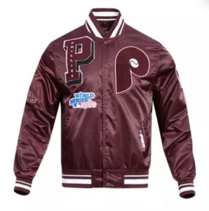 Pro Standard Men's Philadelphia Phillies Retro  Mashup Rib Satin jacket - wine - Picture 1 of 9