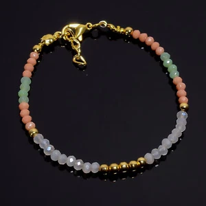 Pfirsich Amazonit Chalzedon rund ethnisch handgefertigt Schmuck Armband 7-8" y690 - Bild 1 von 6