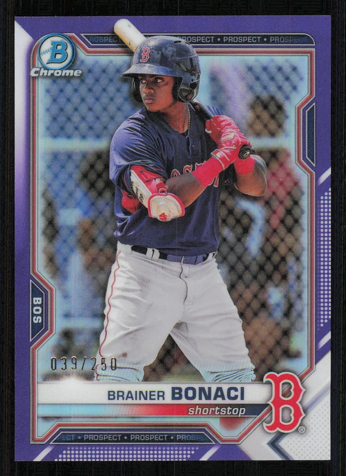 2021 Bowman Chrome Draft Purple Refractors #BDC54 Brainer Bonaci /250 - Image 1 of 2