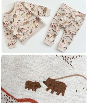 Baby Boys Nutmeg Jog Suit Tracksuit Soft Fleece Lined Co-Ord Woodland Animals