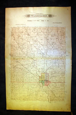Washington Township or Jackson Twp 1912 Plat Map Preble County Ohio  - Image 1 of 4