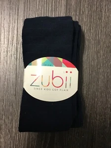 Zubii Designer Collection Girls Textured Navy Blue Cotton Tights size 8 - Picture 1 of 2
