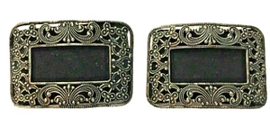 Vintage Shoe Clips For Women, Silver Plate Marcasite Look, 2.25”x1.5” - Picture 1 of 5