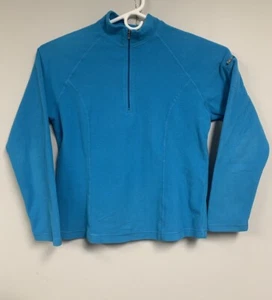 L.L. Bean 1/4 Zip Pullover Jacket Women's Medium Blue Fleece 0 FPU3 Warm Winter - Picture 1 of 9