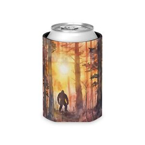 Bigfoot in the Woods (Watercolor, Sunset Style) Can Cooler