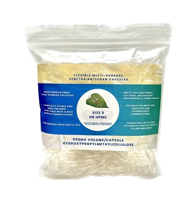 Cápsulas de píldora de celulosa vegana vegetariana transparente transparente ACG talla 0 HR HPMC Foto 1 de 4