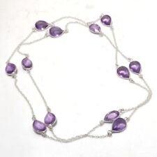 Color Change Alexandrite Gemstone Silver Plated Jewelry Necklace 36" PG 7089