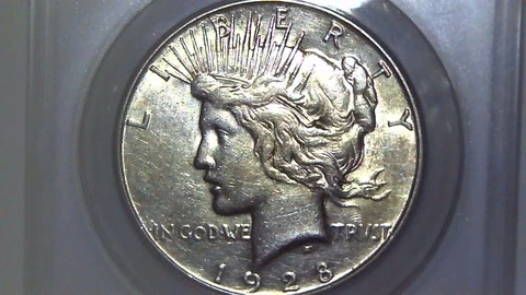 1928 S Peace Silver Dollar AU 50 Details Cover