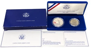 Vintage 1986 US Mint Liberty Commemorative Silver $1 & Half Dollar Coin Set  - Picture 1 of 7