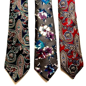 Lot of 3 Vintage OAKTON Ltd. Made in USA 100% Italian Silk XL NEW Neckties - Picture 1 of 5