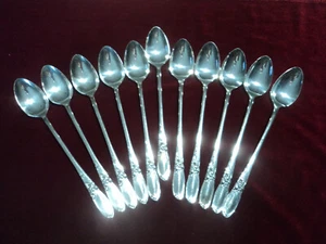 Silverplate Flatware Lot of 11 Iced Tea Spoons Oneida Community White Orchid - Picture 1 of 6