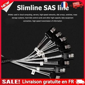 50cm Slim Line SAS4.0 SFF-8654 8i to SATA 8 Ports Adapter Target Hard Disk Cable - Photo 1/7