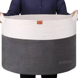 Extra Large Laundry Basket toy storage 22"X22"X14" blanket basket Cotton Rope... - Picture 1 of 7