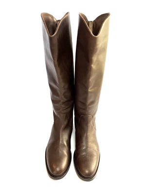 Lavorazione Artigiana Brown Leather Tall Riding Boots Women Size 6 Made In Italy - Image 1 of 4