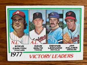1978 Topps 1977 Victory Leaders - Carlton, Goltz, Leonard, Palmer #205