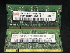 2GB Total Hynix PC2-5300S 1 GB SODIMM667 MHz DDR2 Memory (HYMP112S64CP6-Y5 AB-C) - Picture 1 of 4