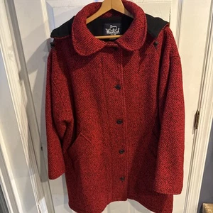 Woolrich Coat Vintage, Made in USA Red/Black Wool Size L - Picture 1 of 9