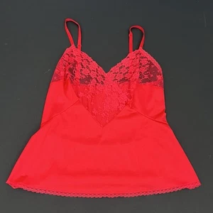Vintage JCPenney Women's 38 Red Cami Camisole Top Satin Lace Trim 100% Nylon USA - Imagen 1 de 5