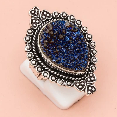 Titanium Drusy Gemstone Handmade Silver Jewelry  "7" - Image 1 of 4