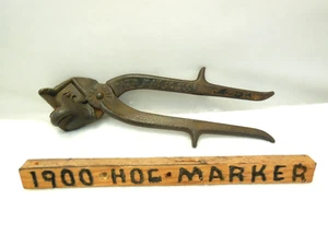 ANTIQUE VTG CAST IRON NEVER ROOT 1900 HOG MARKER TOOL W. I. SHORT QUINCY, ILL. - Picture 1 of 10