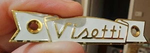 VINTAGE NOS BRASS ENAMEL VISETTI APPLIANCE SEWING MACHINE ADVERTISING TAG SIGN - Picture 1 of 4