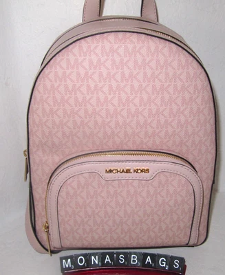 Mochila Michael Kors Jaycee em pó blush média ombre com zíper bolso logotipo nova com etiquetas $358 - Imagem 1 de 4
