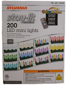 200 LED mini String Lights 66ft Sylvania Stay-lit Platinum w/Remote 8 Effects - Picture 1 of 3