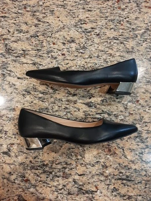 Zapatos de salón Franco Sorto Vicenza de cuero negro cuadrado bajo metálico para mujer 8,5 Foto 1 de 4