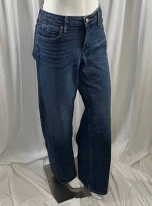 Pantalones de mezclilla holgados de tiro medio azul marino antiguo 14 ropa de calle Y2K 88-70 - Imagen 1 de 13