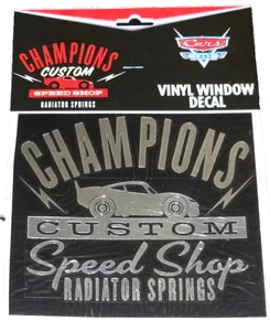 Disney Parks Cars Land Champions individueller Speed Shop Vinyl Fensteraufkleber neu Etikett - Bild 1 von 2