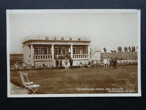 Kent Isle of Sheppey SHEERNESS ON SEA Bowling Green & Pavilion c1920s RP PC - Imagen 1 de 3