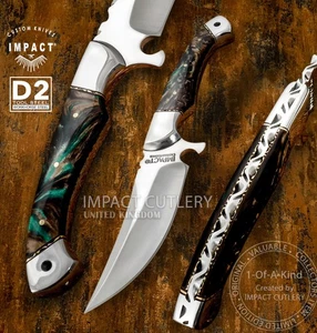 IMPACT CUTLERY RARE CUSTOM D2 FULL TANG BUSHCRAFT SKINNING KNIFE RESIN - Picture 1 of 10