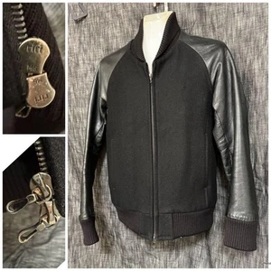 ATTACHMENT riri Heavy Melton Leather Stadium Jacket Black 2 M - Picture 1 of 8