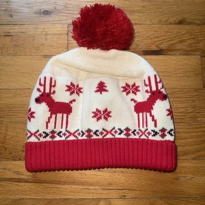 HANNA ANDERSSON Christmas Holiday Reindeer Winter Beanie Hat size XL - Picture 1 of 3