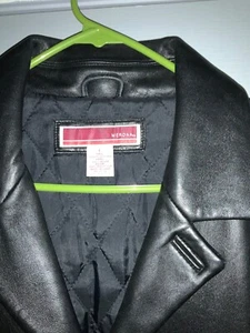 Men Leather Jacket Merona Lg Mid Length 4 Button - Picture 1 of 3