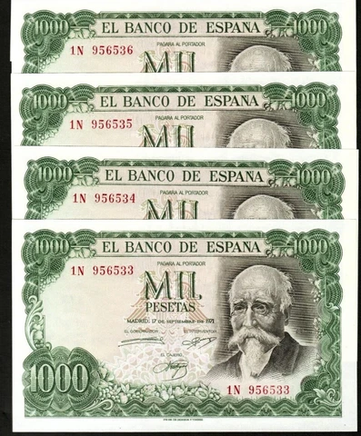 🔥SPAIN 1971 1000 PESETAS ☆ P-154 "ECHECARAY" ☆ GEM/SUPERB GEM UNC ☆ Cover