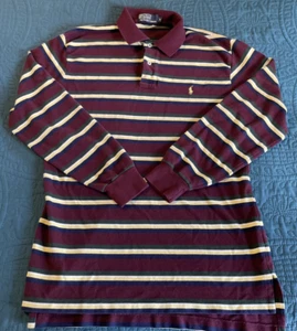 Camisa Polo Ralph Lauren Rayas Cuello Manga Larga Granate Borgoña Mediana - Imagen 1 de 24