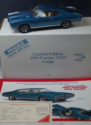 DANBURY MINT 1969 PONTIAC GTO COUPE CAR 1/24 SCALE DIE CAST L.E. NIB COA - Image 1 of 4