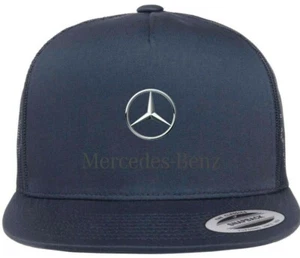 Mercedes Benz Car Auto Logo Emblem Printed on Hat Flat Bill Yupoong Trucker Cap - Picture 1 of 15