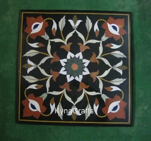 24 Inches Square Marble Coffee Table Top Floral Pattern Inlay Work Center Table - Picture 1 of 4