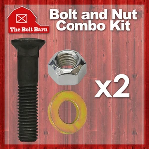 (2) Tornillos de arado de cabeza de cúpula de grado 8 5/8-11x4-1/2 5/8-11 tuercas y arandelas de bloqueo hexagonales - Imagen 1 de 3