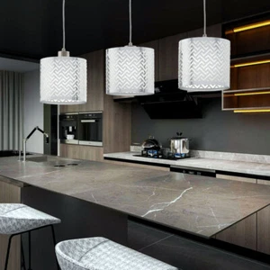 Lampada Pendente a Sospensione Luci Soggiorno Metallo Cromato Argento 3x E27 - Foto 1 di 7