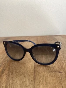 MCM SUNGLASSES BLUE 6125 612S BLUE CAT EYE OVERSIZED BIG ROUND GOLD TRIM NEW 424 - Picture 1 of 5