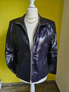 Lamm Nappa Lederjacke Biker Style Farbe dunkelblau genarbt Gr. 40 Top Neuwertig - Bild 1 von 3