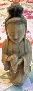 Chinese Qing Dynasty Fine Soapstone Carving, 18/19th Century Woman With Vase - Picture 1 of 20