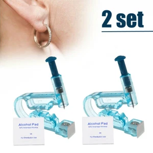 Pistola perforadora desechable estéril 2 piezas kits de perforación para oreja nariz anillos para orejas tachuelas herramienta - Imagen 1 de 12