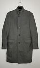 Men?S Zara Grey Wool Coat Longline Tailored Jacket Overcoat Size M Tweed