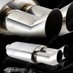 Silenciador de escape de entrada universal de 2,5" de acero inoxidable con doble punta T-304 estilo DTM 3" - Imagen 1 de 5