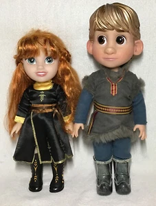 Disney Frozen II Anna (14”) & Kristoff (16”) Toddler Dolls. Pre-Owned - Picture 1 of 4